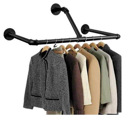 Produktbild von Kleiderstangen aus Industrierohr 83cm zur Wandmontage für Schlafzimmer, Wohnzimmer und Küche