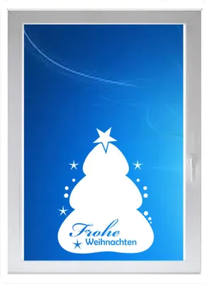 Produktbild von INDIGOS UG - Wohnzimmer Spruch Frohe Weihnachten - Farbe: weiss - 116x88 cm - Sichtschutzfolie - Fensterfolie - Glasdekorfolie - für die Küche, Wohnzimmer Spruch Frohe Weihnachten ans Fenster