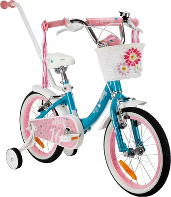 Produktbild von Kinderfahrrad - 16 Zoll - Blaugrün und Rosa - für 4-6 Jahre - mit V-Brake Bremsen- Jugendfahrrad - für Mädchen