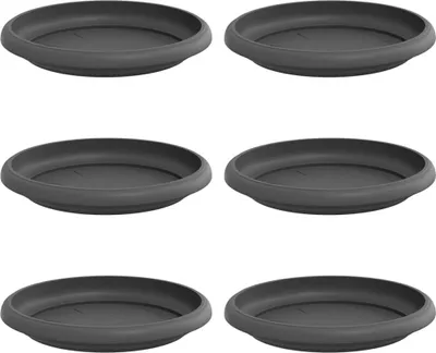 Immagine prodotto di Vassoio Rotondo per Fiori 6 pcs Nero Ø 14 x 2 cm Plastica