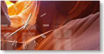 Produktbild von DEQORI Glasuhr 60x30 cm Römisch 'Lichtspiel des Feuerfels' Wanduhr Glas Uhr Design leise Küchenuhr