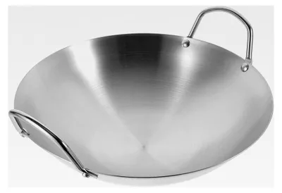 Produktbild von Wokpfanne aus Edelstahl 32cm mit tiefem Design für gleichmäßige Hitzeverteilung