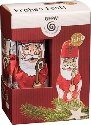 Produktbild von Schoko Nikolaus - Vollmilchschokolade 10er Pack 125g | GEPA