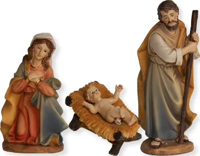 Produktbild von Krippenfiguren Heilige Familie 3-teilig 40 cm handbemalt Polyresin