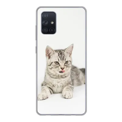 Produktbild von MuchoWow® Handyhülle Schutzhülle Hülle für Samsung Galaxy A51 5G Kitten - Weiß - Sohle - Mädchen - Kinder - Jungen - Kind Silikon Softcase Handy Hülle - Abbildung