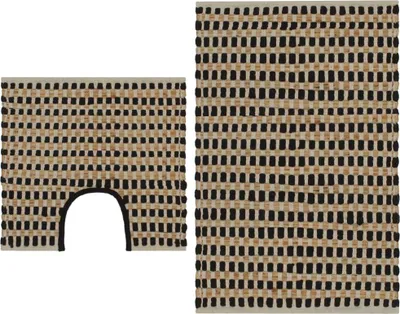 Produktbild von The Living Store Handgewebtes Badematten-Set Jute Stoff Natur und Schwarz