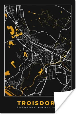Produktbild von MuchoWow® Poster Stadtplan - Karte - Deutschland - Troisdorf - Karte 40x60 cm - Plakate für die Wand - Poster Babyzimmer