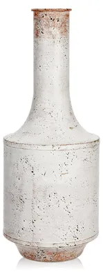 Produktbild von Große Vintage Metallvase in Weiß für Blumengestecke, rustikale Dekovase im Shabby Chic Stil