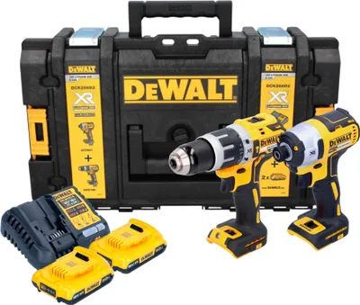 Immagine prodotto di DeWalt DCK 266 D2T Kit combinato a batteria 18 V + avvitatore a percussione DCF 887 + avvitatore a percussione DCD 796 + 2 batterie da 2,0 Ah + caricabatterie
