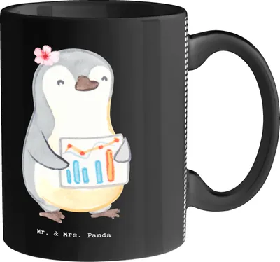 Produktbild von Mr. & Mrs. Panda Tasse Business Analyst Herz - Schwarz - Geschenk, Keramikbecher, cappuccinotasse, Pott, Kaffeebecher, Bürotasse