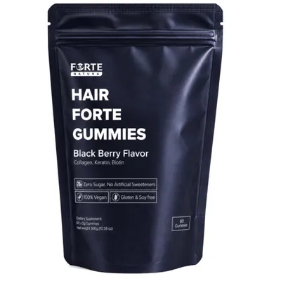 Productafbeelding van Hair Forte Gummie-supplementen, 60 stuks – Met Ashwagandha, valeriaan, L-tryptofaan en citroenmelisse
