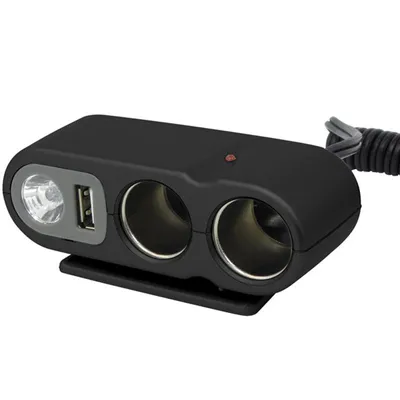 Obrázek produktu pro Rozdvojka / USB / lampička / prodlužovací kabel do zásuvky zapalovače / 12V / 5A / délka 0.9m