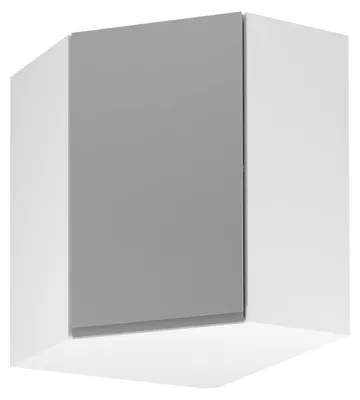 Produktbild von Eck-Oberschrank ARBOR – 60 x 60 cm, glänzend grau/weiß, rechte Ausführung