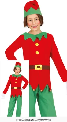 Produktbild von Kinderkostüm Weihnachtself – Festliches Outfit mit Glöckchen, grüner Hose und rotem Oberteil Gr. 98-134, Größe:140/146