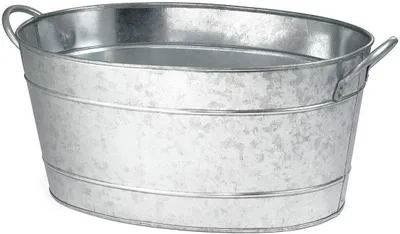 Productafbeelding van Ovale Drank Tub - Party Tub Bierkoeler - Drankjes Koelen - Gegalvaniseerd Staal - 21 liter - Zilver