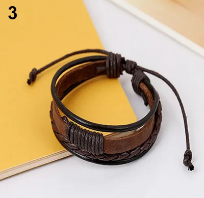 Produktbild von Uni Vintage Retro mehrschichtiges geflochtenes Kunstleder-Armband-Braun