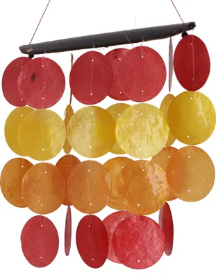 Produktbild von Langes Muschel Windspiel, Klangspiel - Sommer Farben, Rot, Muschelscheiben, 30*20*1 cm, Windspiele & Klangspiele