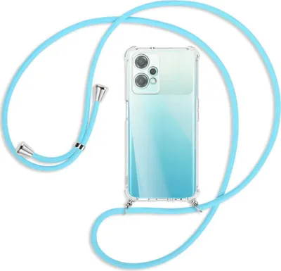 Produktbild von Handykette Backcover-Schutzhülle mit Band (Metall silberfarben) für OnePlus Nord CE 2 Lite 5G (CPH2381) - himmelblau