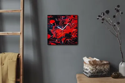 Produktbild von Coloray Hodiny Unikátní 30x30 cm  Tiché hodiny Pro obývací pokoj a kuchyň Nástěnné hodiny Plátno Bílé ručičky hodin - červené shrnutí