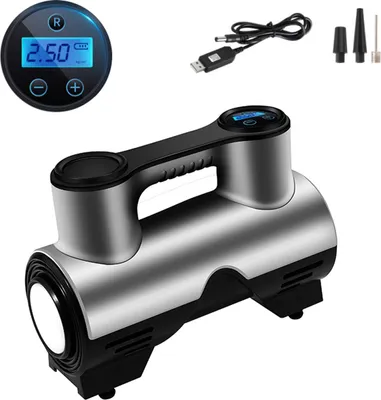 Produktbild von 120W Digital  Luftkompressor Auto, Elektrische Luftpumpe mit LED-Licht, 3 Düsen für Auto Fahrrad Motor Ball, Voreingestellter Reifendruck