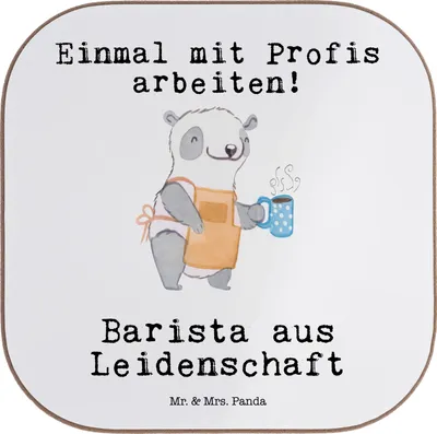 Produktbild von Mr. & Mrs. Panda Untersetzer für Gläser Barista Leidenschaft - Weiß - Geschenk, Tischuntersetzer, Kaffee, gläseruntersetzer, Glas, Coaster, bieruntersetzer, Ausbildung