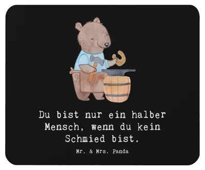 Produktbild von Mr. & Mrs. Panda Mouse Pad Schmied Herz - Schwarz - Geschenk, Mauspad, pc mousepad, mousematte