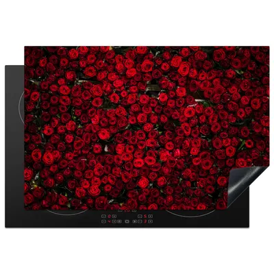 Produktbild von KitchenYeah© Herdabdeckplatte Blumen - Rosen - Rot , 76x51cm, Küche Deko, Glaskeramikkochfeld Herdabdeckung, Abdeckplatte fùr Kochfeld
