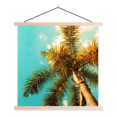 Produktbild von MuchoWow® Textilposter Palme - Sommer - Tropisch 60x60 cm mit holzfarbenen Rahmen - Wanddekoration