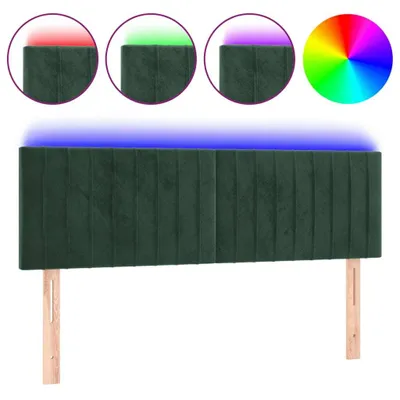 Produktbild von vidaXL LED Kopfteil Dunkelgrün 144x5x78/88 cm Samt