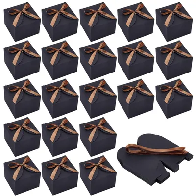 Image de Lot de 50 boîtes cadeaux noires avec ruban