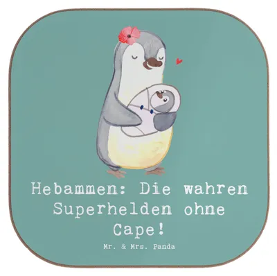 Produktbild von Mr. & Mrs. Panda Tassenuntersetzer Hebamme Superheld - Meeresbrise - Geschenk, Untersetzer für Gläser, Berufsliebe, Beruf, Hebammen, Tasse, Hebammenliebe, Geburt, Dank an