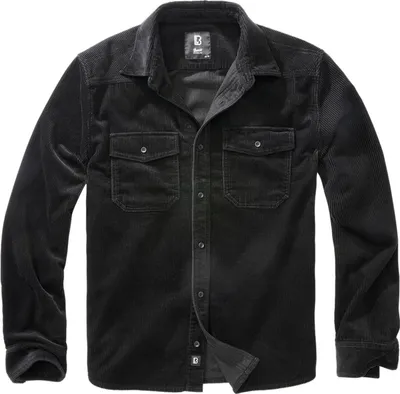 Image de BRANDIT Corduroy Classic Shirt Long Sleeve black taille L