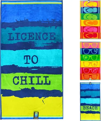 Produktbild von jilda-tex Strandtuch 90x180 cm Badetuch Strandlaken Handtuch Baumwolle Velours Frottier Pflegeleicht (Chill)