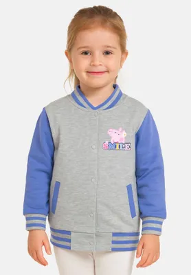 Produktbild von Peppa Wutz Collegejacke für Mädchen - Friends Forever Baseball Retro Jacke Grau/Lila 86-92