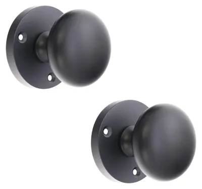 Einstecktürknöpfe, massiv Messing, matt schwarz, 52 mm, Paar