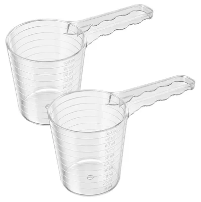 Image de Lot de 2 gobelets doseurs en plastique, transparent, avec graduation, capacité de 100 ml