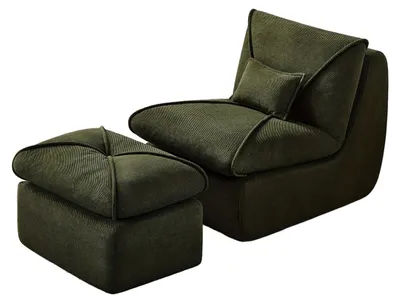 Image de Fauteuil relax - Fauteuil - Chaise longue - Pouf - Design ergonomique - Tissu en chenille, beige clair