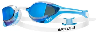 Immagine prodotto di Occhialini da nuoto Tyr Tracer X Elite con lenti a specchio, bianco, blu Bianco, blu Taglia unica
