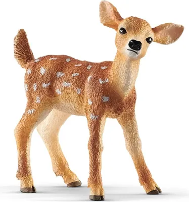 A toy deer figurine on a white background.