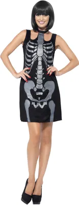 Produktbild von Skelett Kleid Kostüm für Damen Größe: M