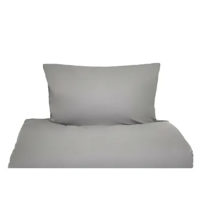 Immagine prodotto di Set di biancheria da letto monocolore per letti singoli e matrimoniali, 100% cotone Grigio 155x220 cm