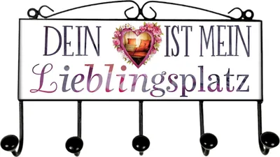 Produktbild von Dein Herz ist mein Lieblingsplatz Kleiderhaken Leiste mit 5 Haken