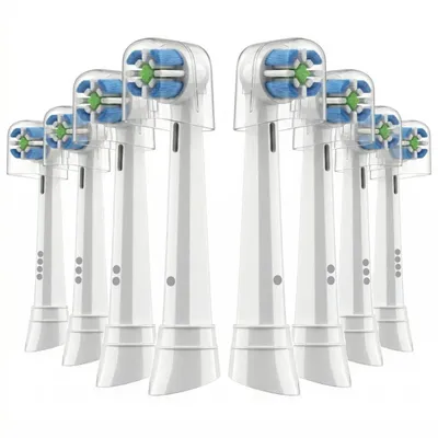 Produktbild von 8 Stück Aufsteckbürsten kompatibel mit Oral B iO Elektrische Zahnbürste, Zahnbürstenaufsätze für iO 2 3 4 5 6 7 8 9 10 Series, Medium (8x Weiß)