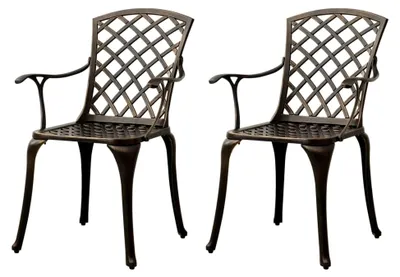 Produktbild von Gartenstühle 2 Stück Aluminiumguss Bronzen Stapelstuhl für Garten und Balkon