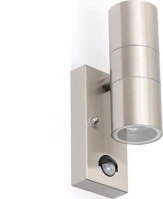 Produktbild von Außenwandleuchte Stahl 2 Licht IP44 mit Bewegungssensor Duo