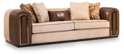 Obrázok produktu pre Štýlový béžovo-hnedý 4-miestny obývačkový čalúnený gauč Elegantný nábytok