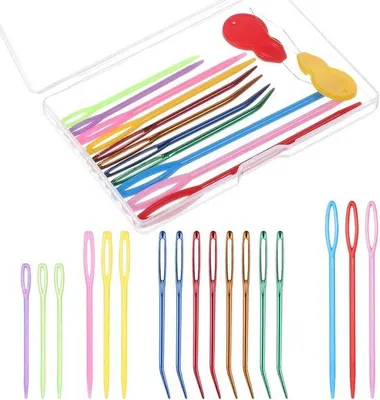 Imagen del producto de Kit de agujas para manualidades, tamaño 19 - Incluye cuatro tamaños de agujas y dos herramientas para facilitar la introducción de la aguja