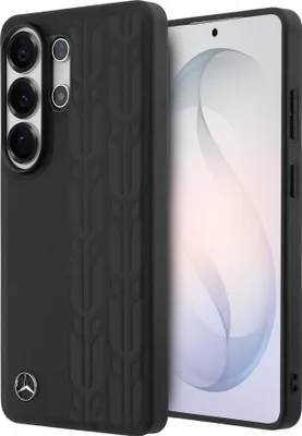 Produktbild von Handyhülle für Galaxy S26, Mercedes-Benz Leather Laurel Leaves Stripes mit MagSafe, Schwarz mit sportlich-elegantem Muster