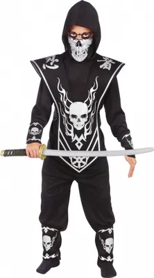 Produktbild von Kinderkostüm Set Totenkopf Ninja Kinder Größe: L