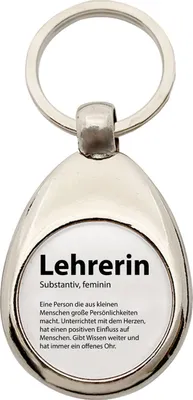 Produktbild von Huuraa Schlüsselanhänger Lehrerin Definition Metall Schlüsselring Einkaufswagenchip Geschenkidee